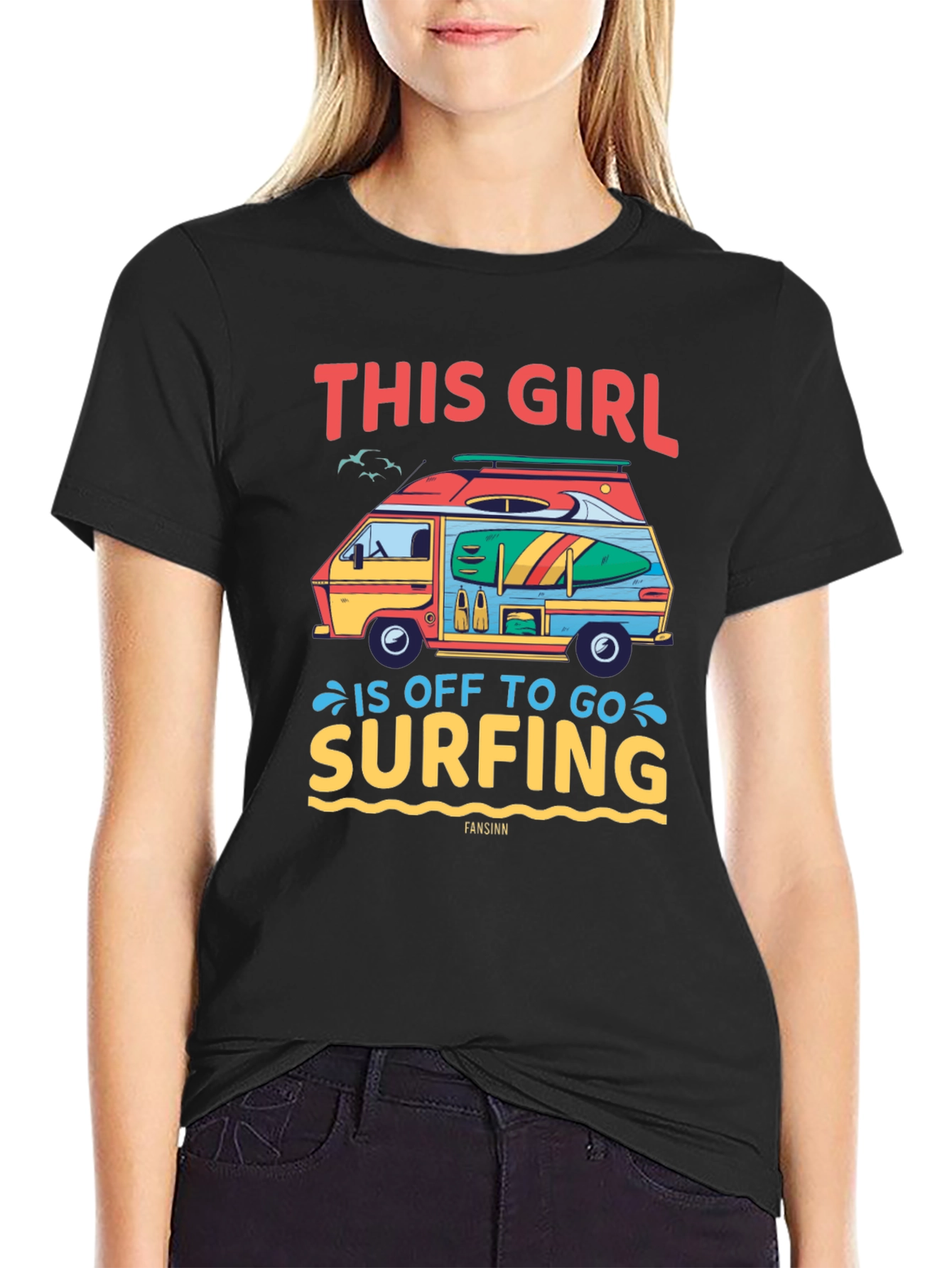 Surfing Girl T-Shirt - Road Trip Ready
