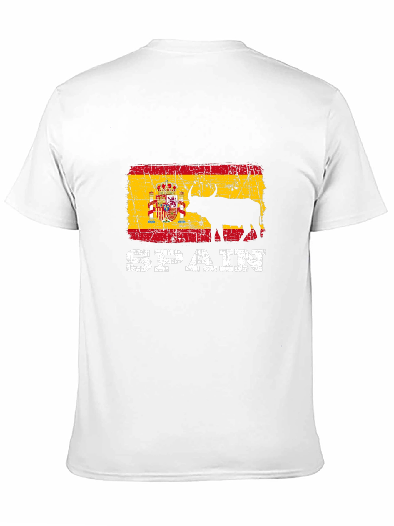 Spain Flag Bull Graphic Print Black T-Shirt