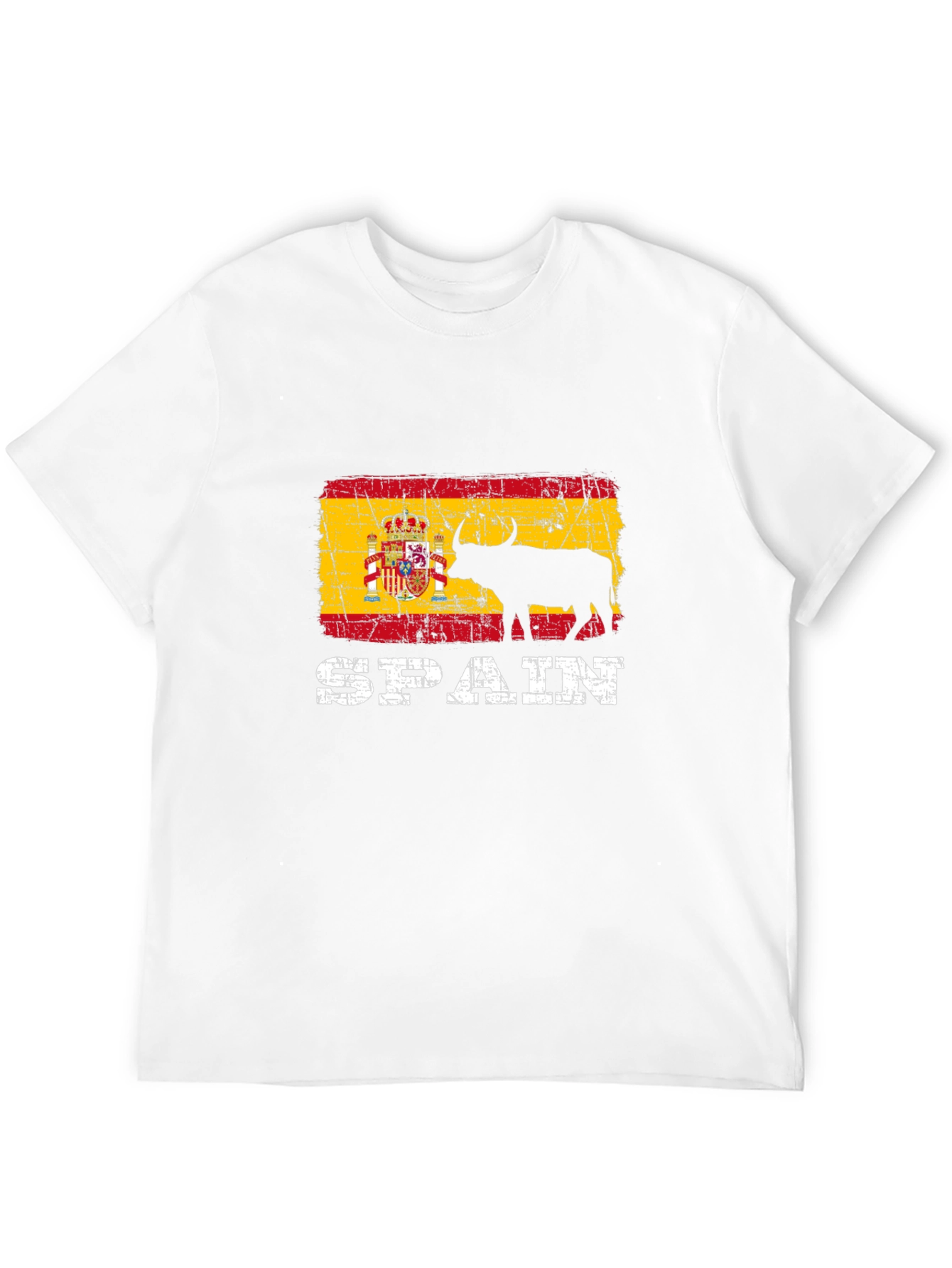 Spain Flag Bull Graphic Print Black T-Shirt