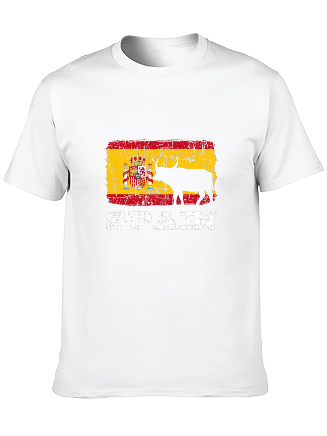 Spain Flag Bull Graphic Print Black T-Shirt