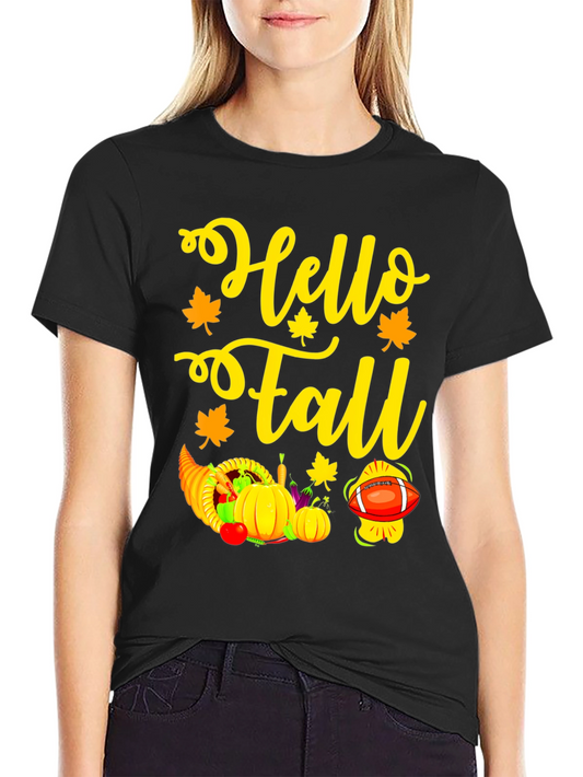 Hello Fall Thanksgiving Graphic T-Shirt