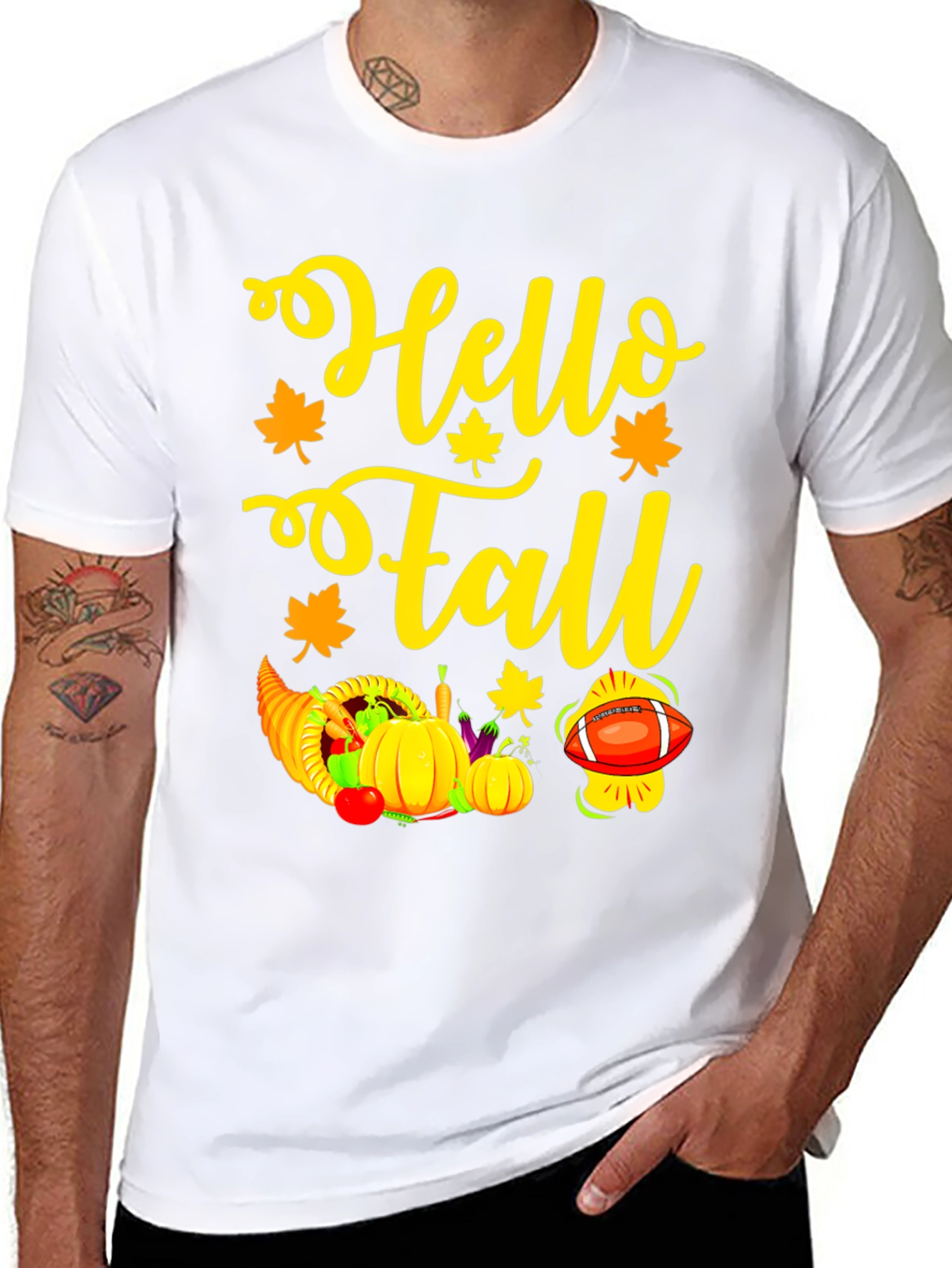 Hello Fall Thanksgiving Graphic T-Shirt