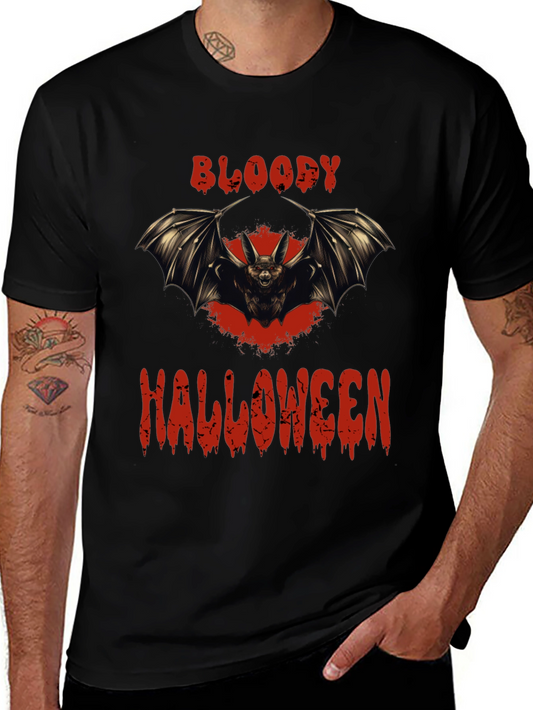 Bloody Halloween Bat Graphic T-Shirt