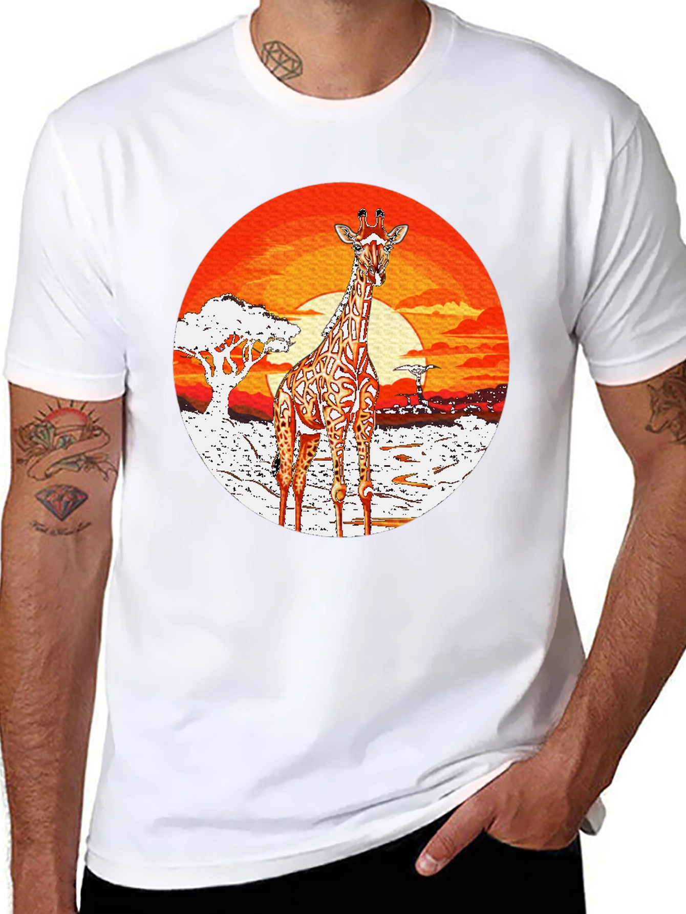 Giraffe Sunset T-Shirt - African Safari Tee