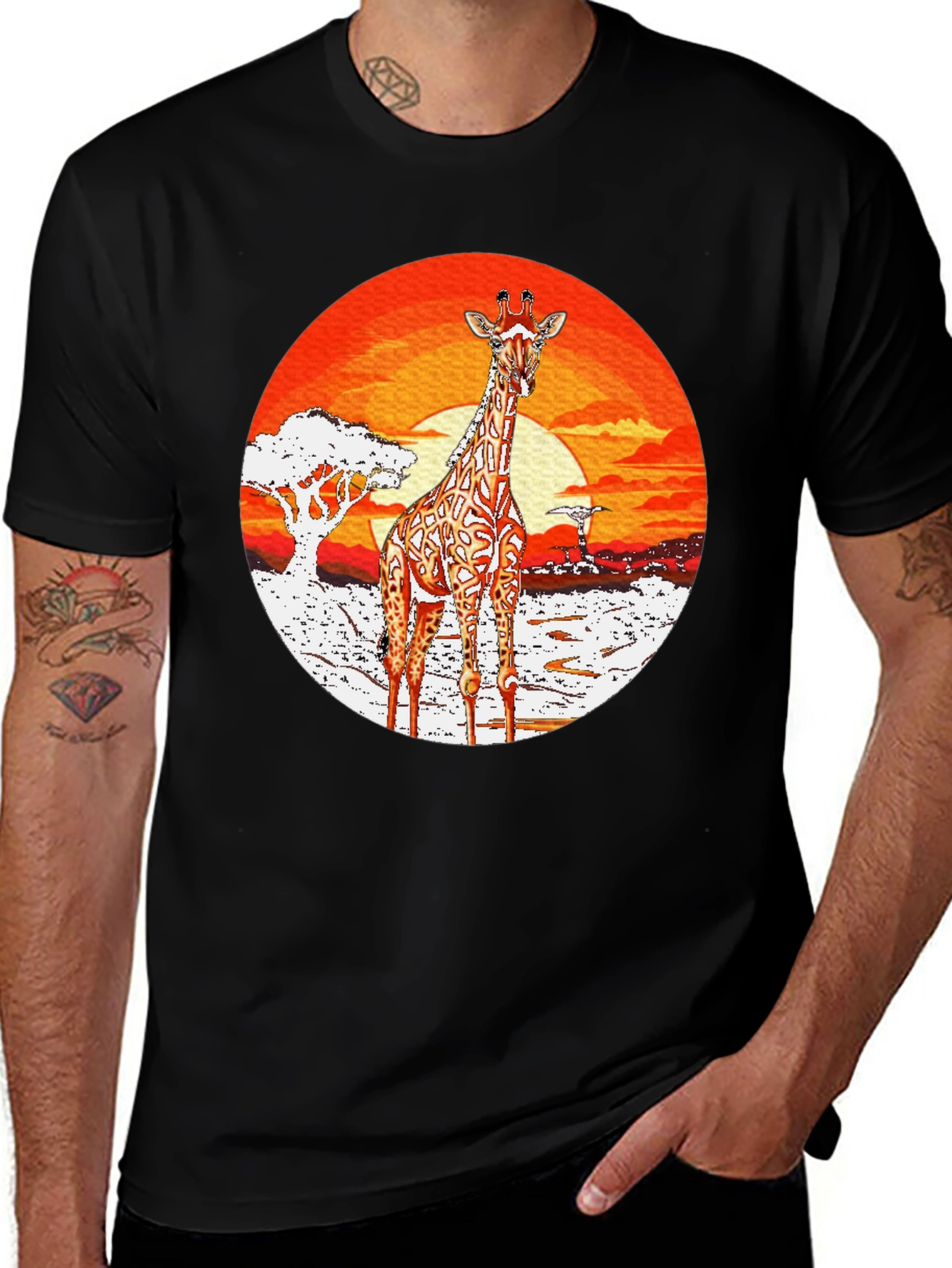 Giraffe Sunset T-Shirt - African Safari Tee