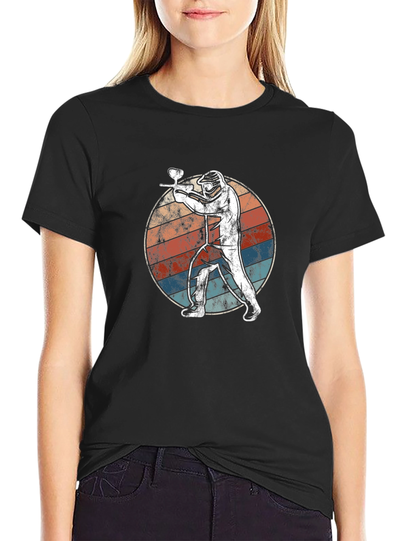 Paintball Player Graphic T-Shirt - Retro Style