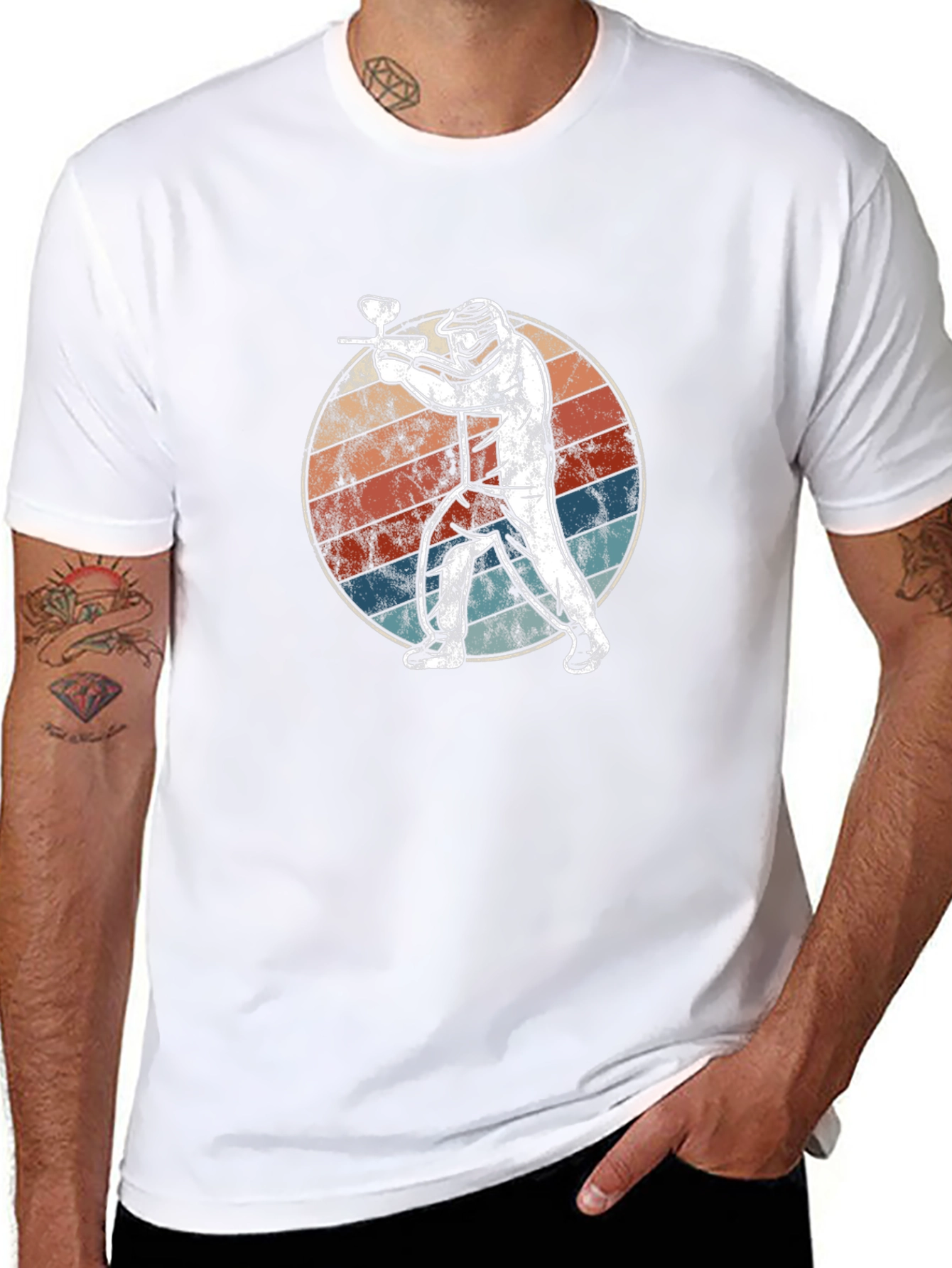Paintball Player Graphic T-Shirt - Retro Style