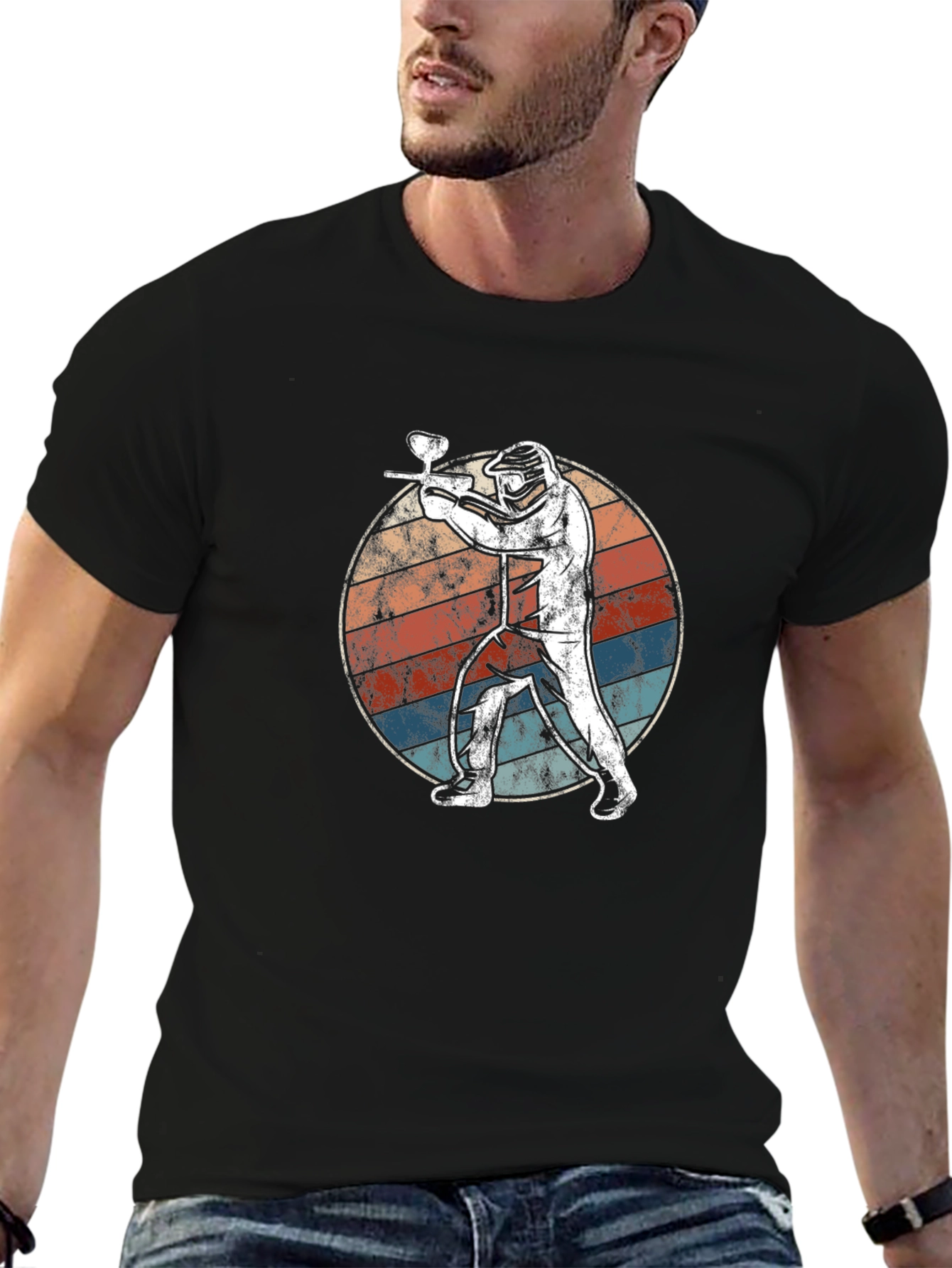 Paintball Player Graphic T-Shirt - Retro Style