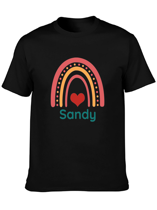 Sandy Rainbow Heart Graphic Tee - Black