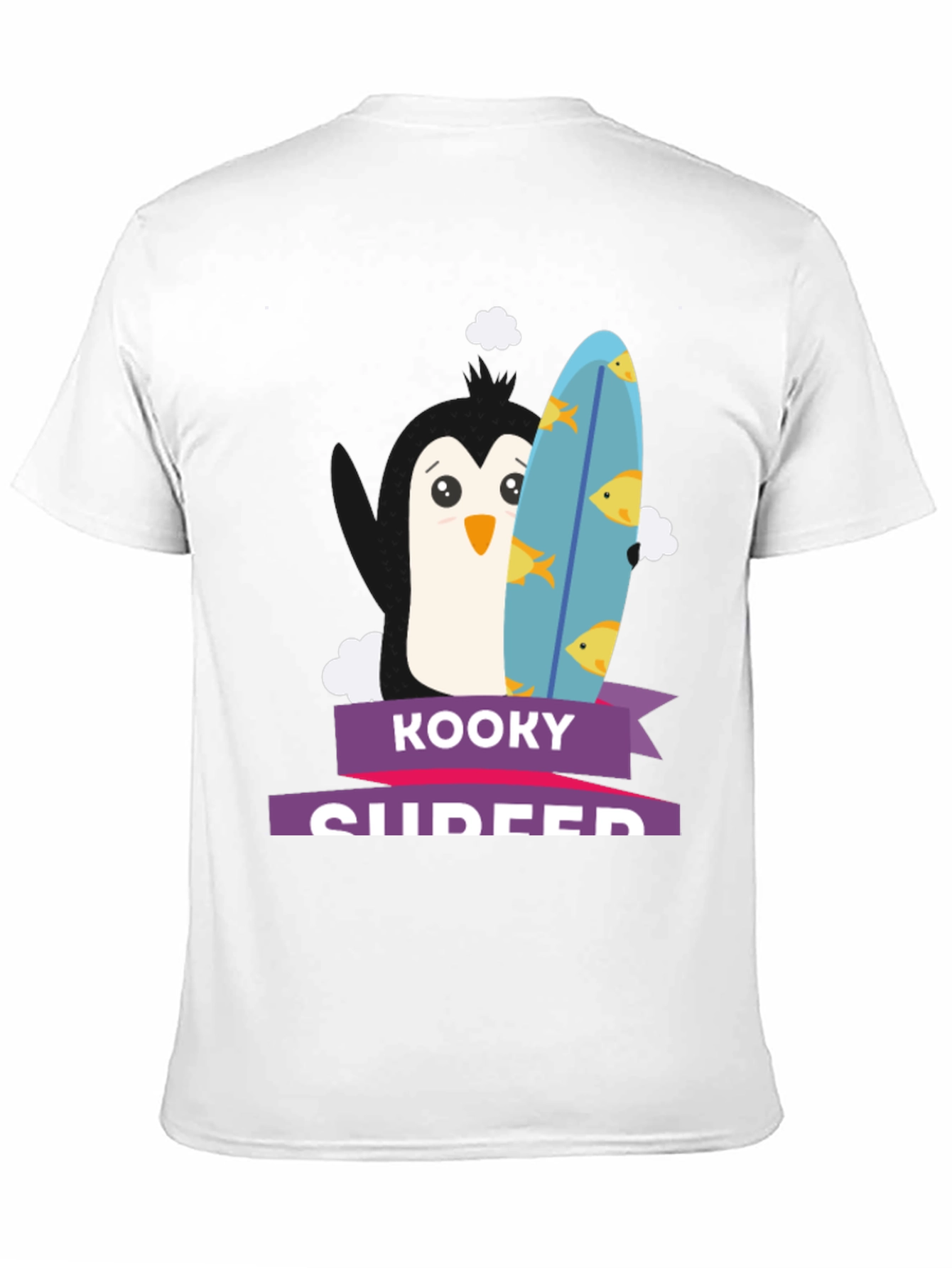 Kooky Surfer T-Shirt - Penguin with Surfboard