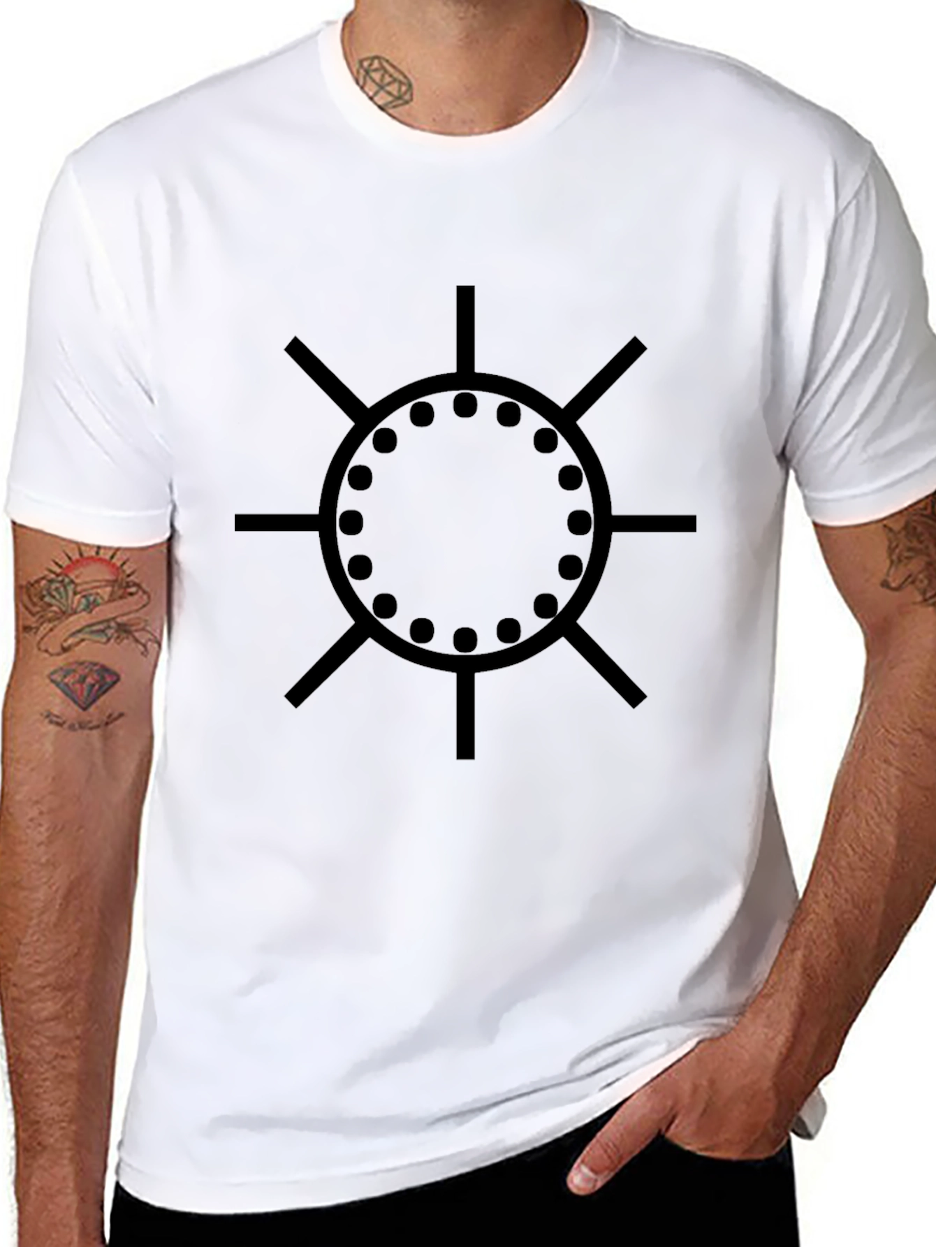 Geometric Graphic Print Black T-Shirt