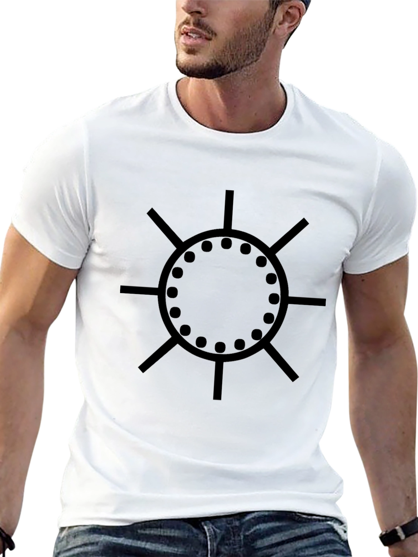 Geometric Graphic Print Black T-Shirt