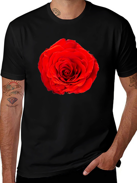 Red Rose Graphic Black T-Shirt