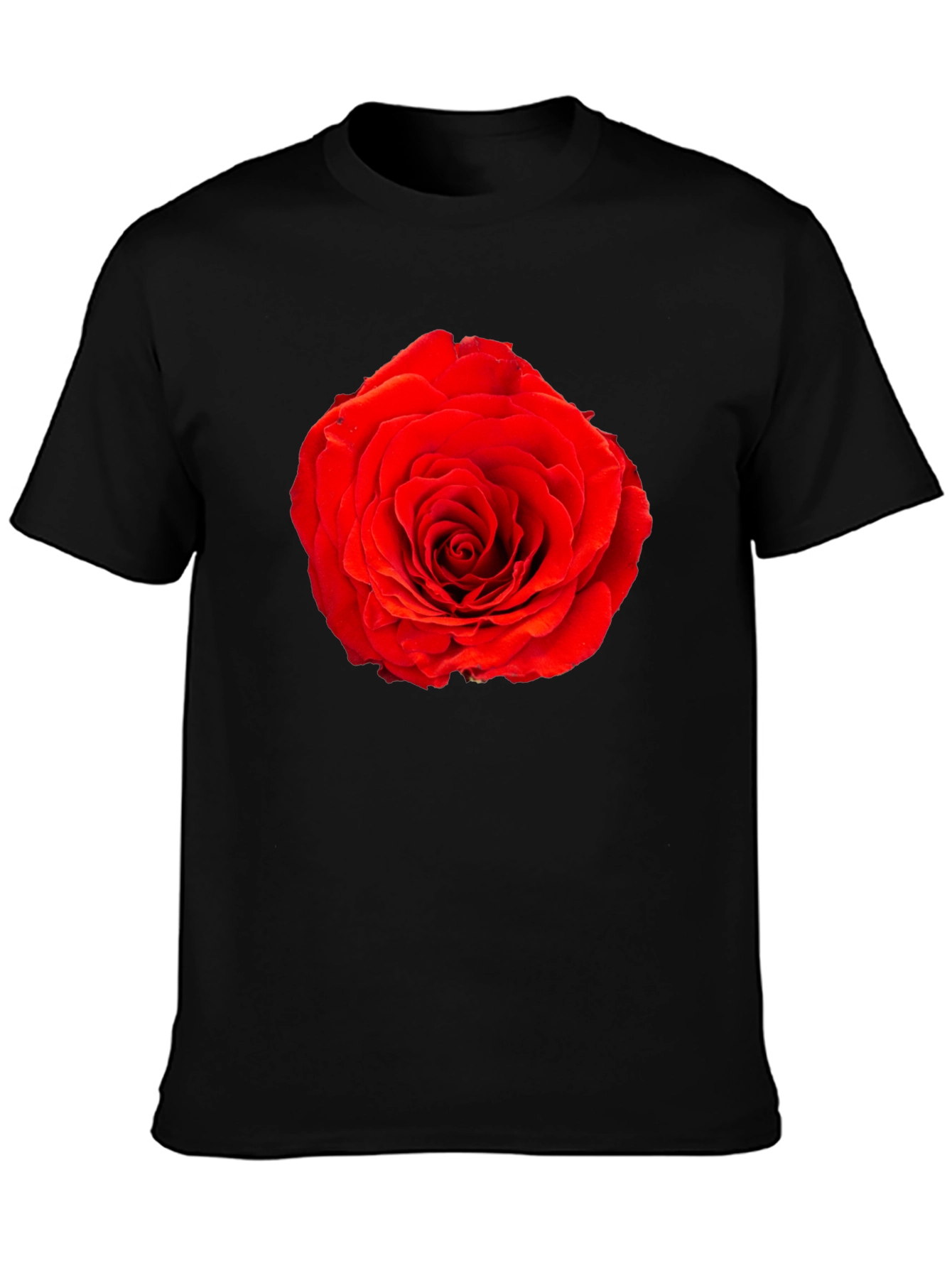 Red Rose Graphic Black T-Shirt