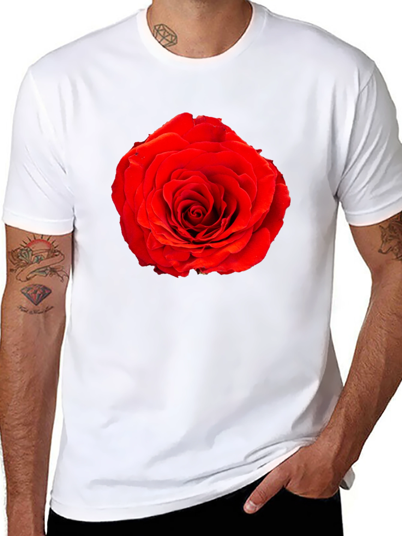 Red Rose Graphic Black T-Shirt