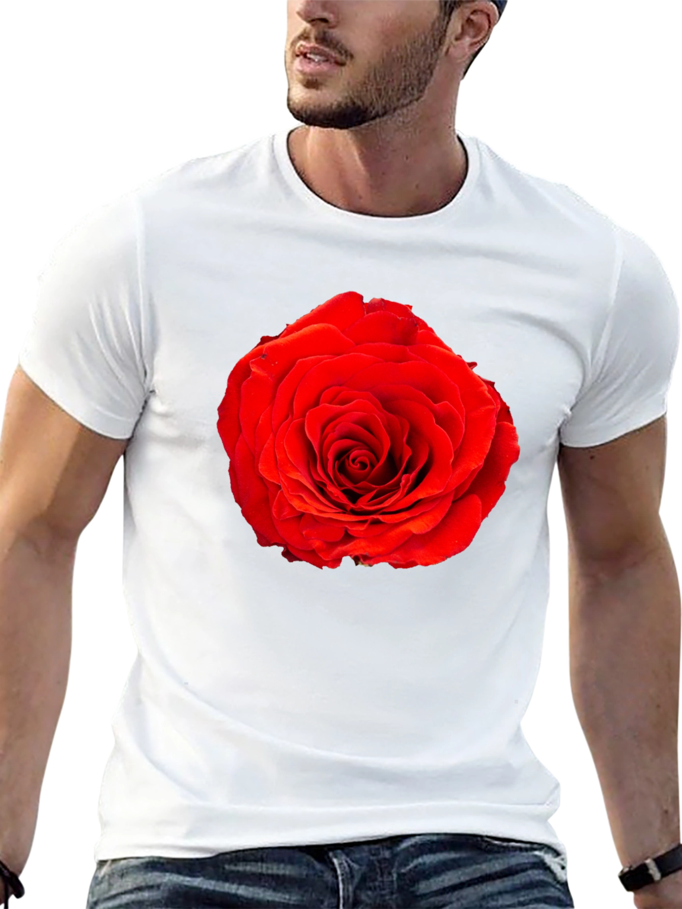 Red Rose Graphic Black T-Shirt