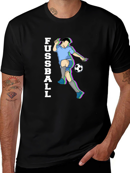 Fussball Graphic Tee - Black Cotton Soccer T-Shirt