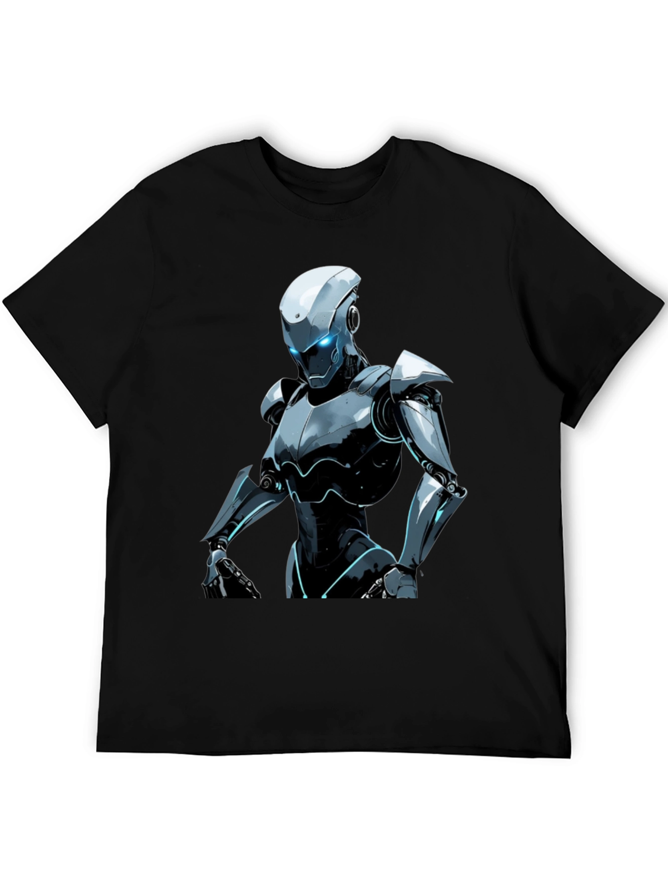 Futuristic Robot Graphic Tee - Black