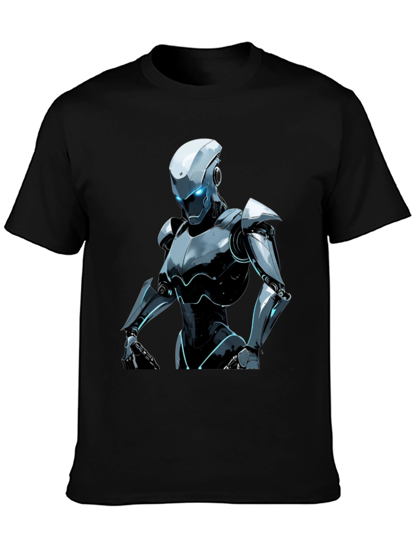 Futuristic Robot Graphic Tee - Black