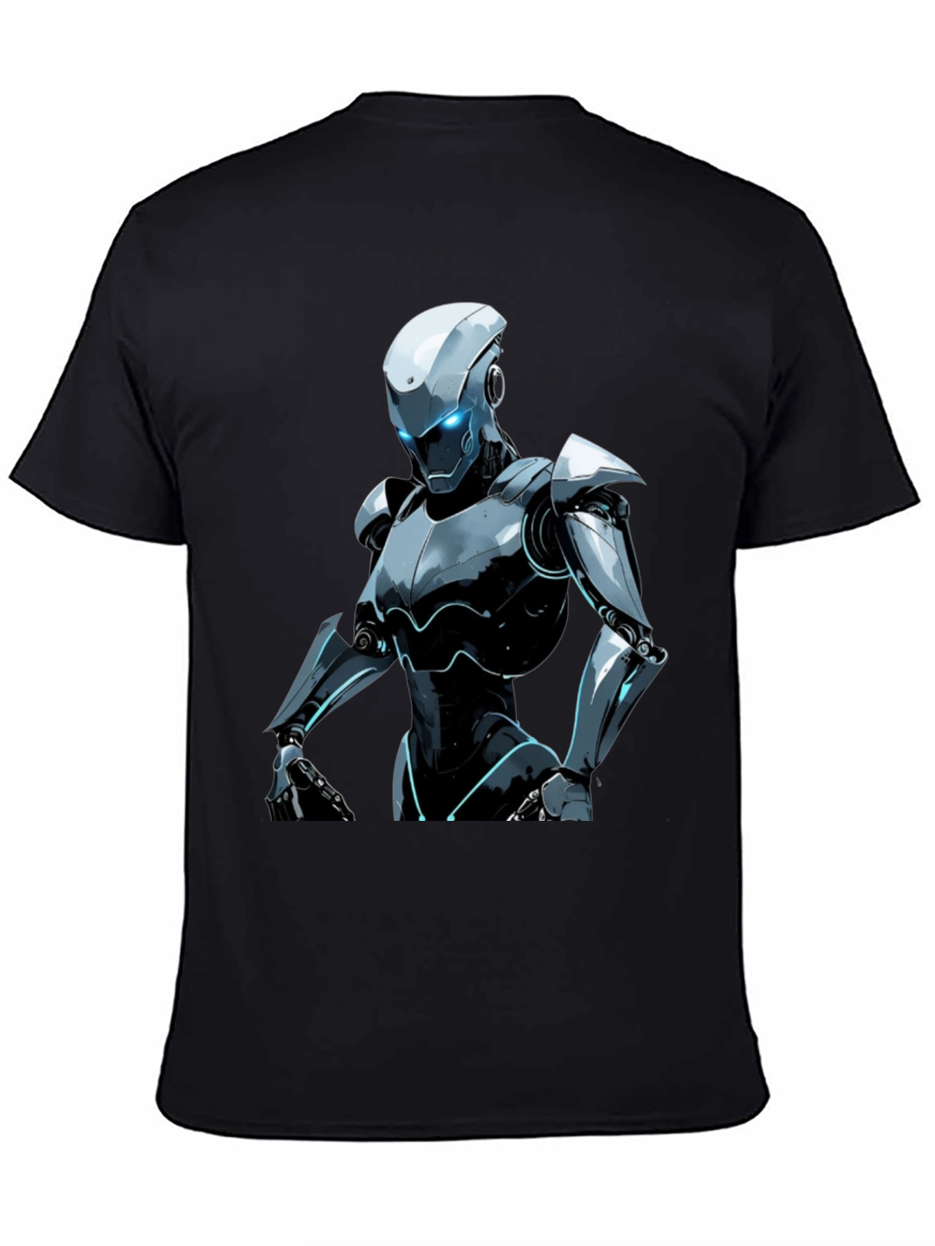 Futuristic Robot Graphic Tee - Black