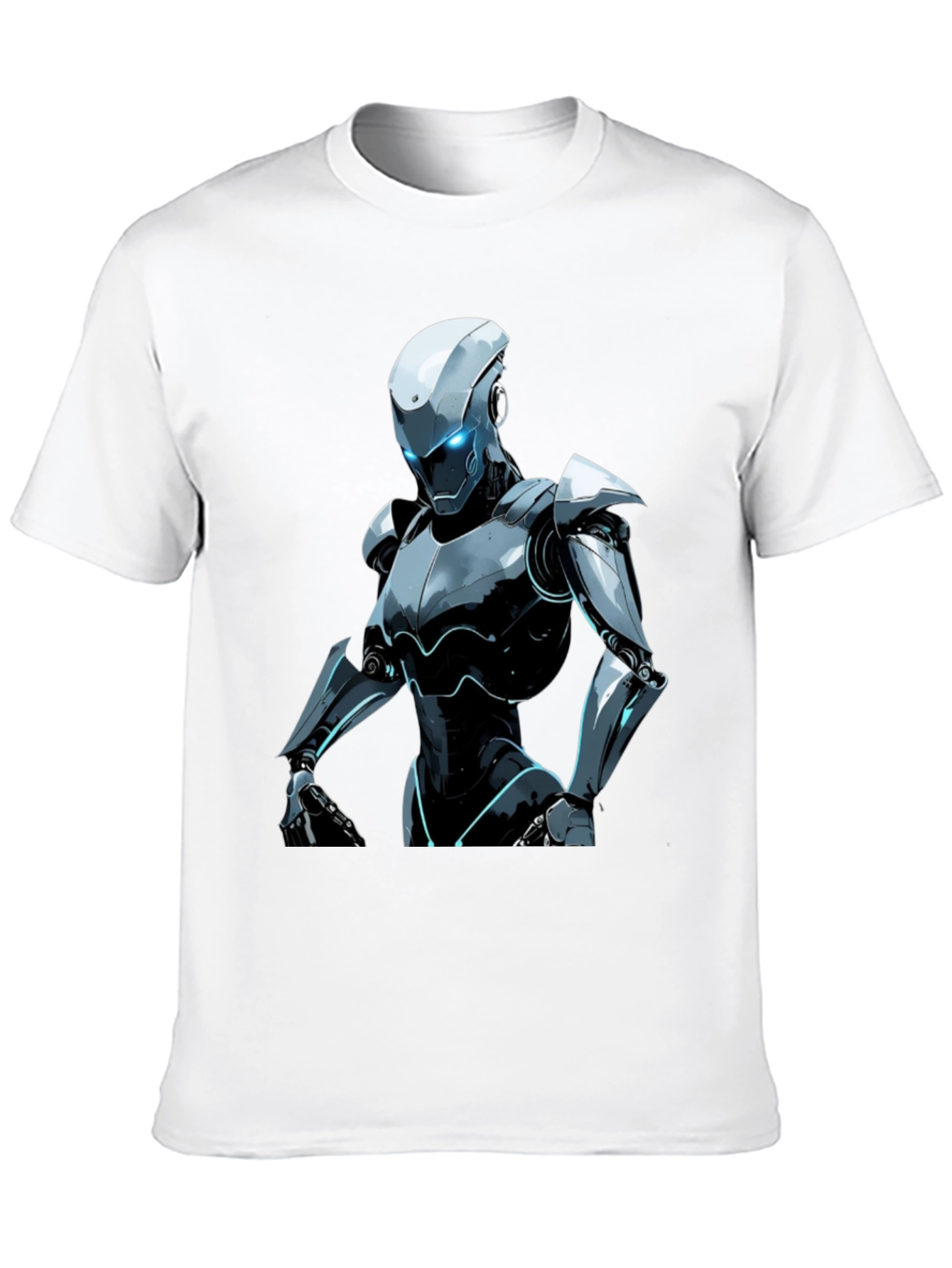 Futuristic Robot Graphic Tee - Black