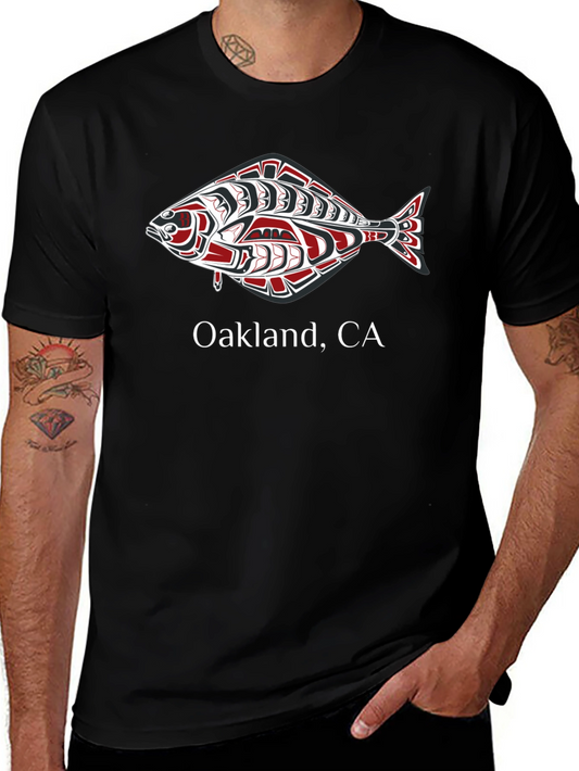 Oakland CA Graphic Tee with Fish Design