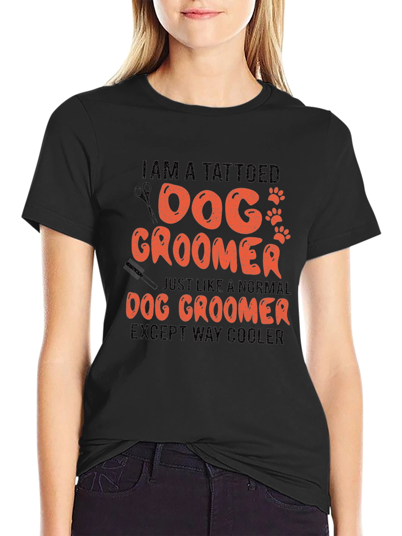 Tattooed Dog Groomer Novelty Graphic T-Shirt