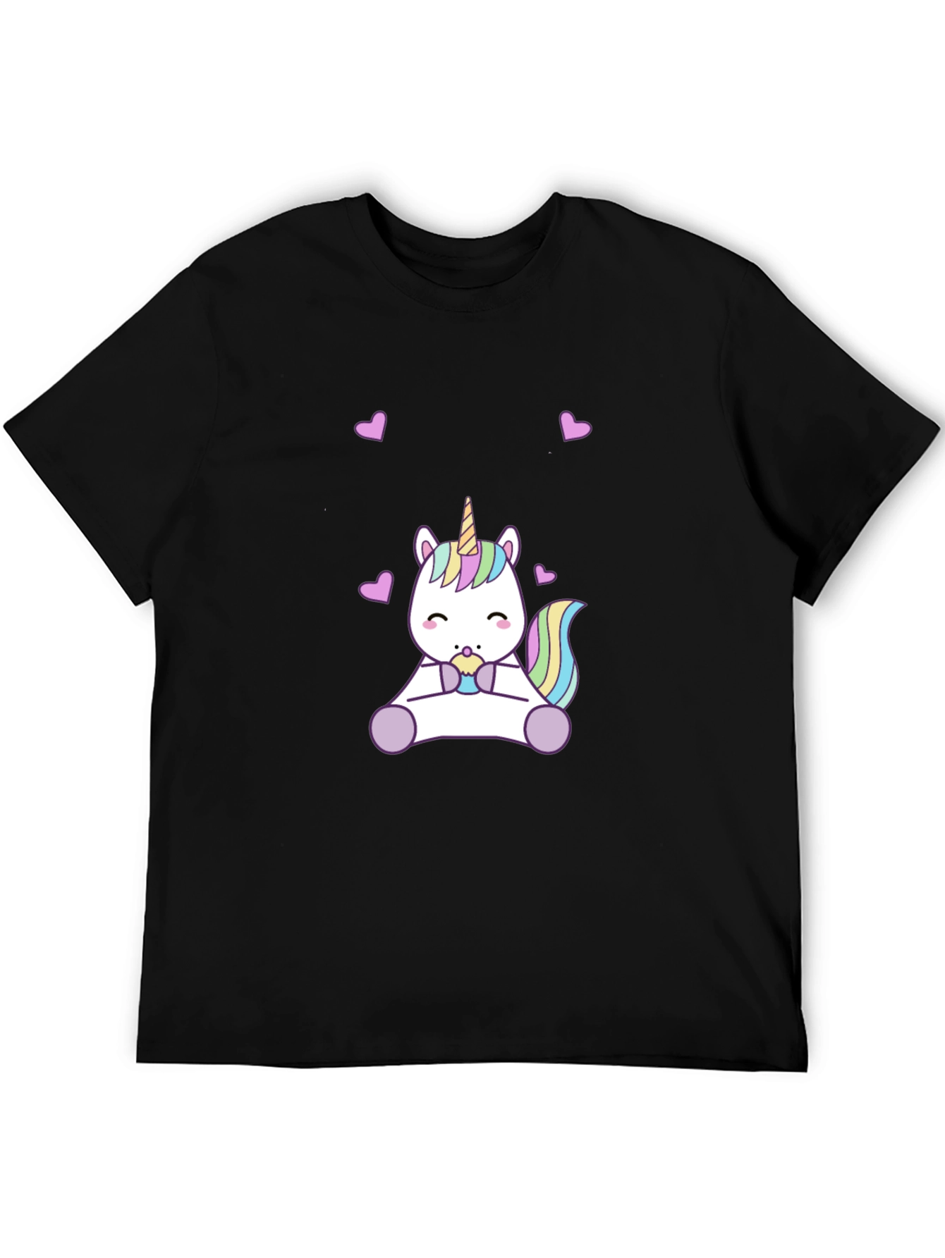 Cute Unicorn Black T-Shirt