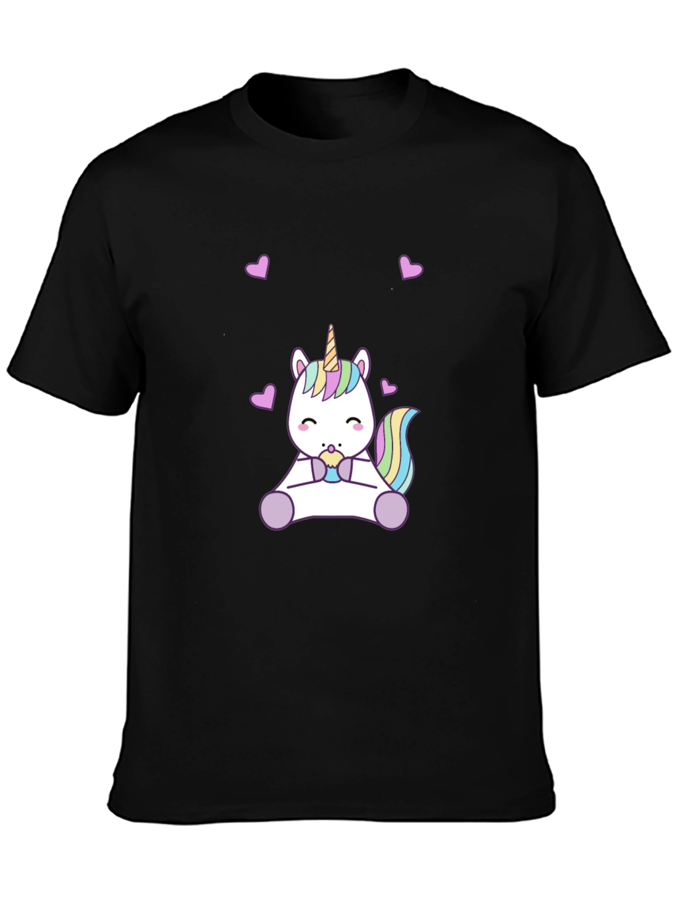 Cute Unicorn Black T-Shirt