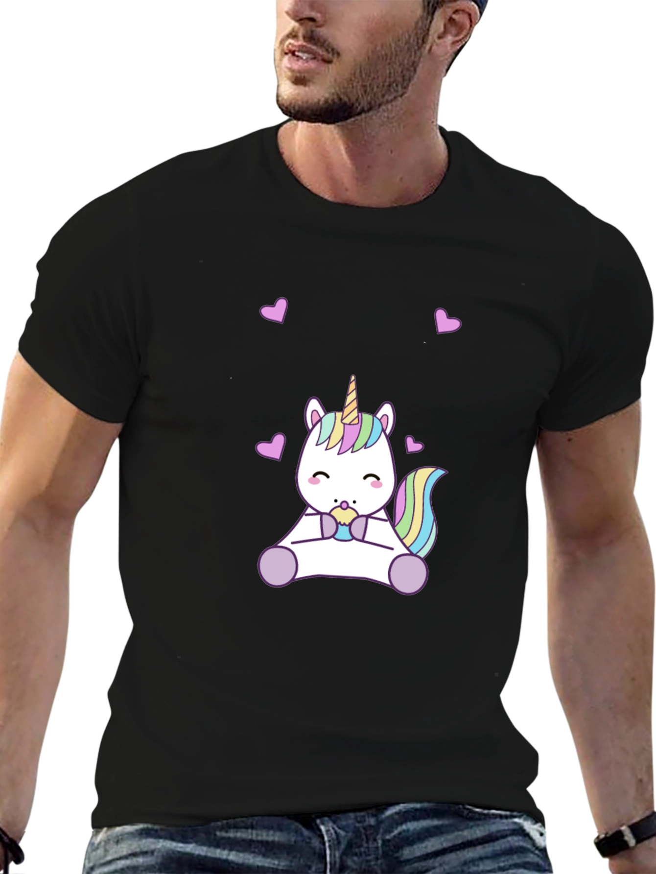 Cute Unicorn Black T-Shirt