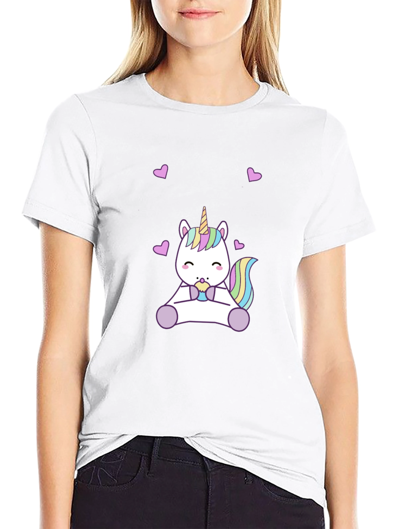 Cute Unicorn Black T-Shirt