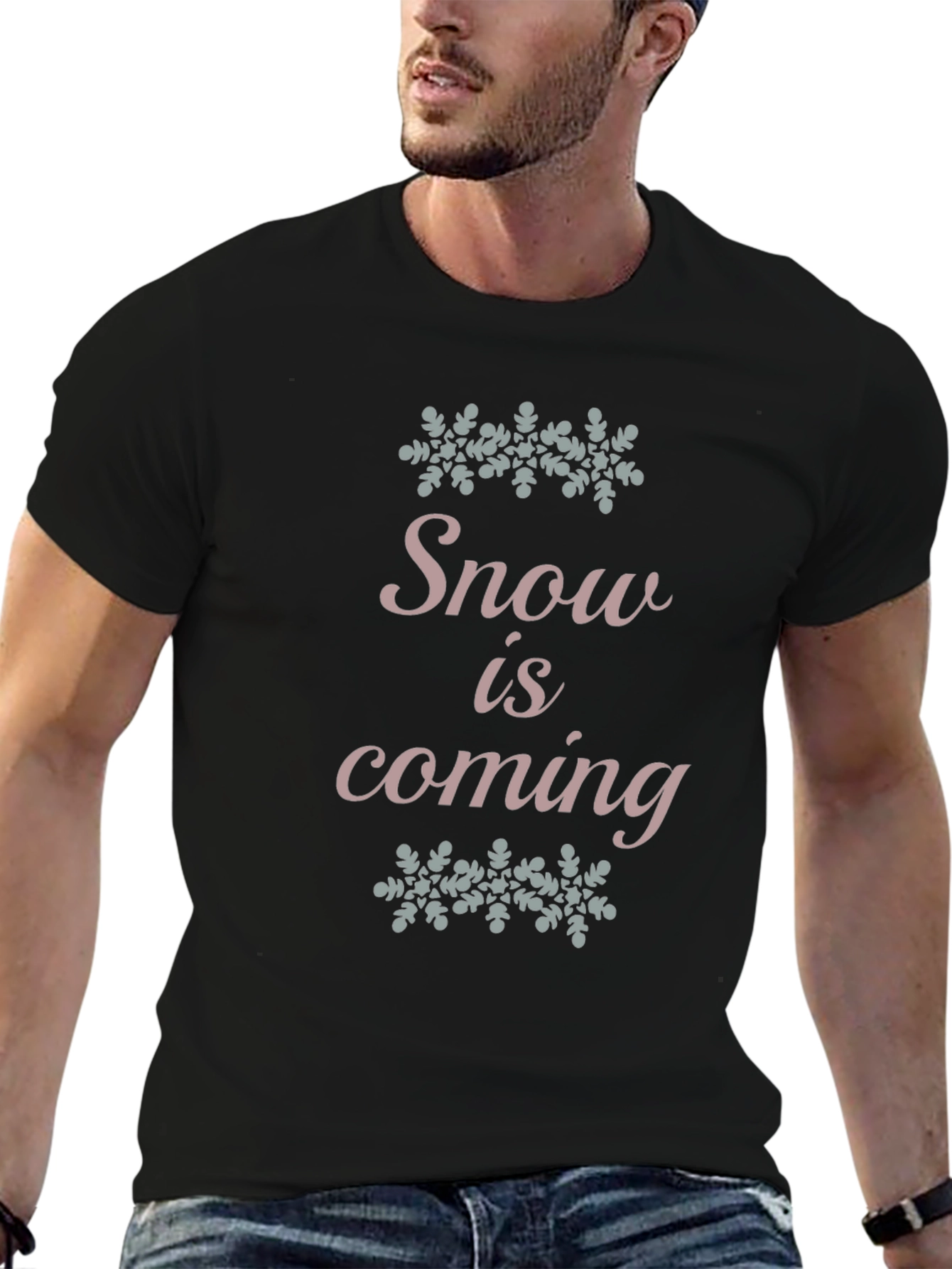 Snow is Coming Black Cotton Tee
