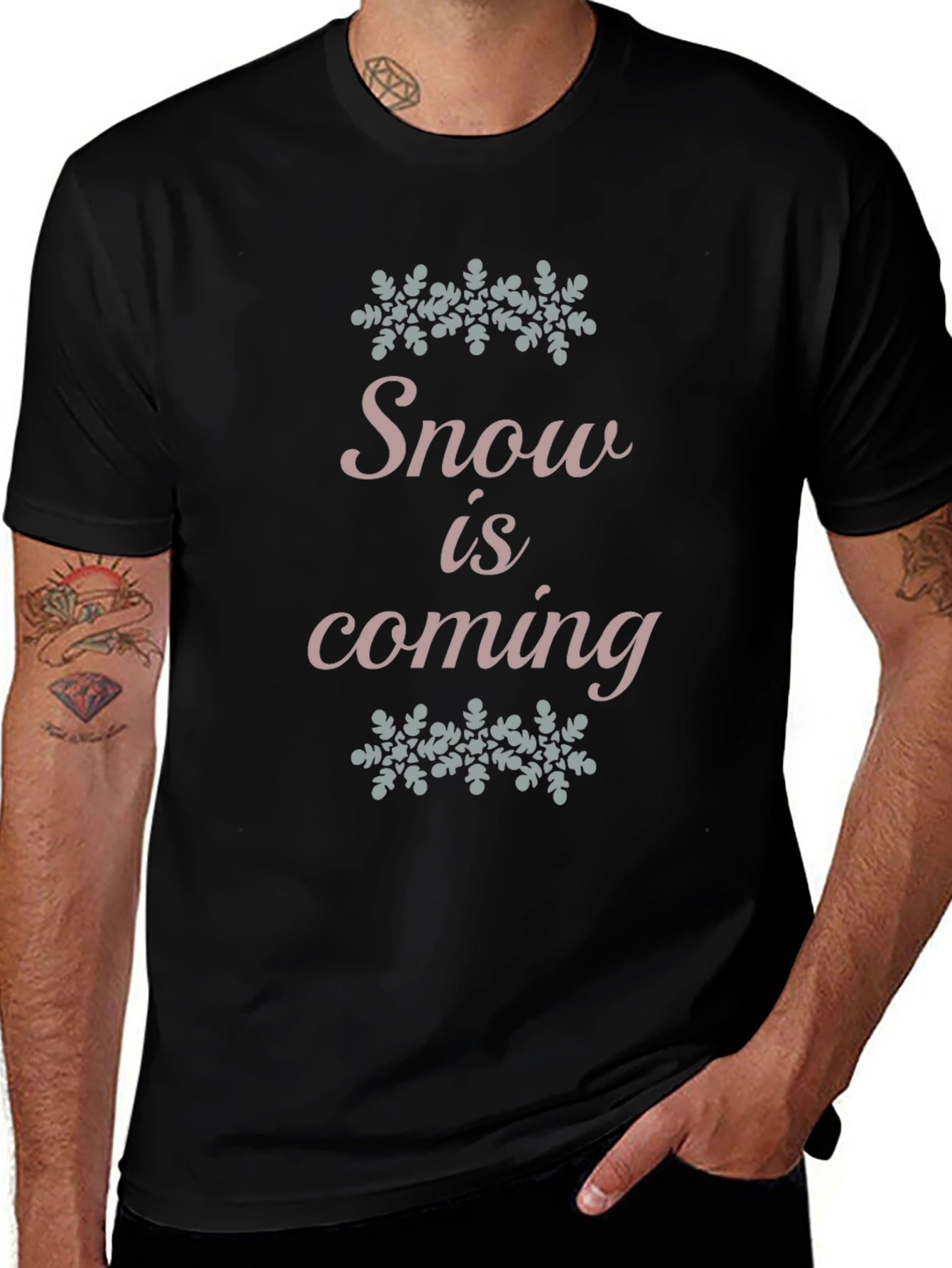 Snow is Coming Black Cotton Tee