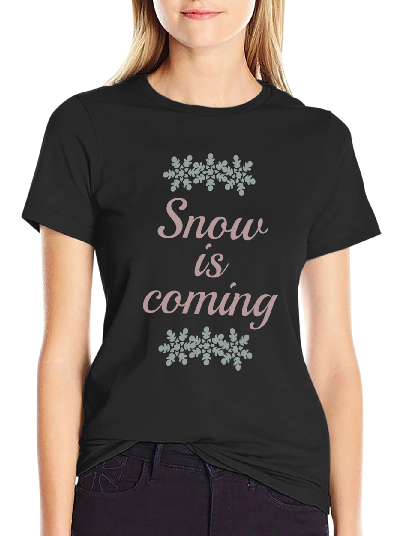 Snow is Coming Black Cotton Tee