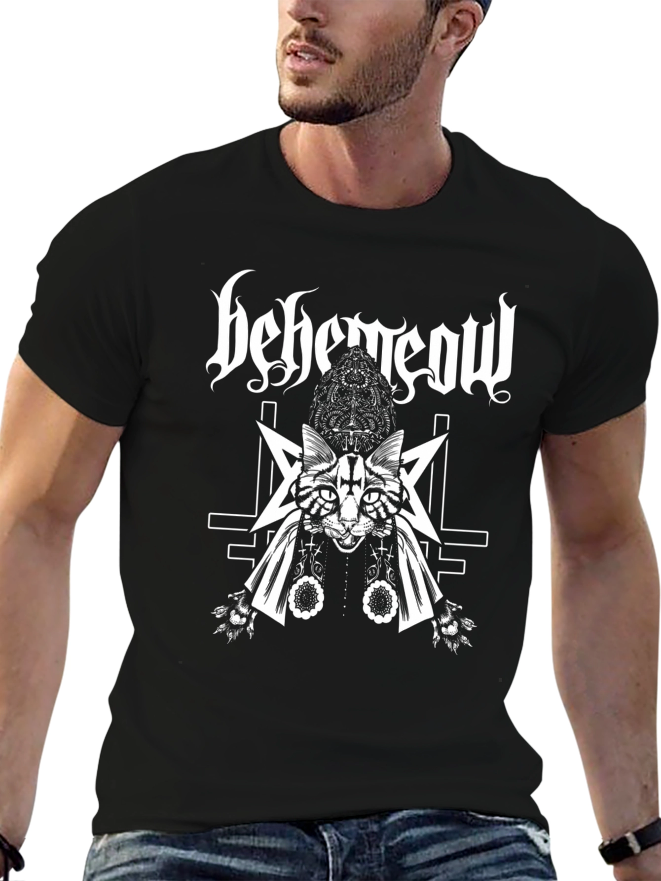 Behemeow Cat T-Shirt - Black Metal Kitty Tee