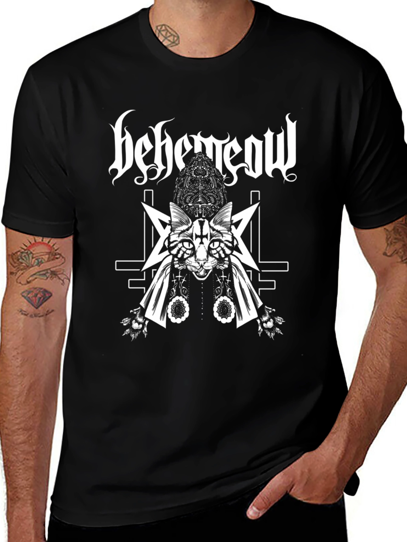Behemeow Cat T-Shirt - Black Metal Kitty Tee