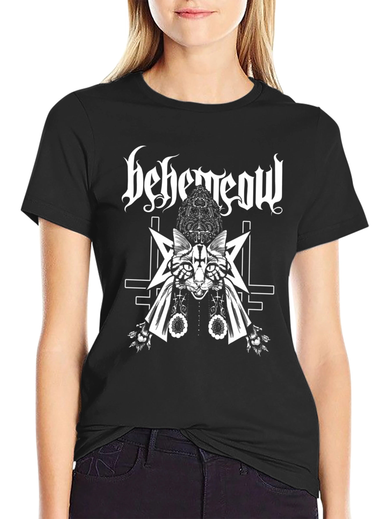 Behemeow Cat T-Shirt - Black Metal Kitty Tee