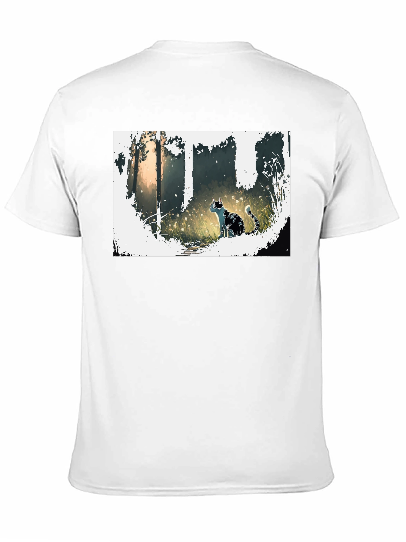 Nature Cat Graphic Tee - Stylish Black T-Shirt