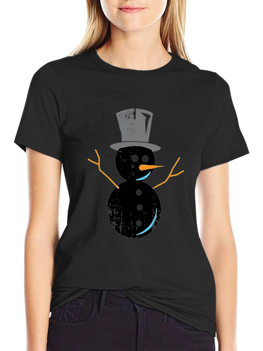 Snowman Graphic Tee - Black Holiday Shirt