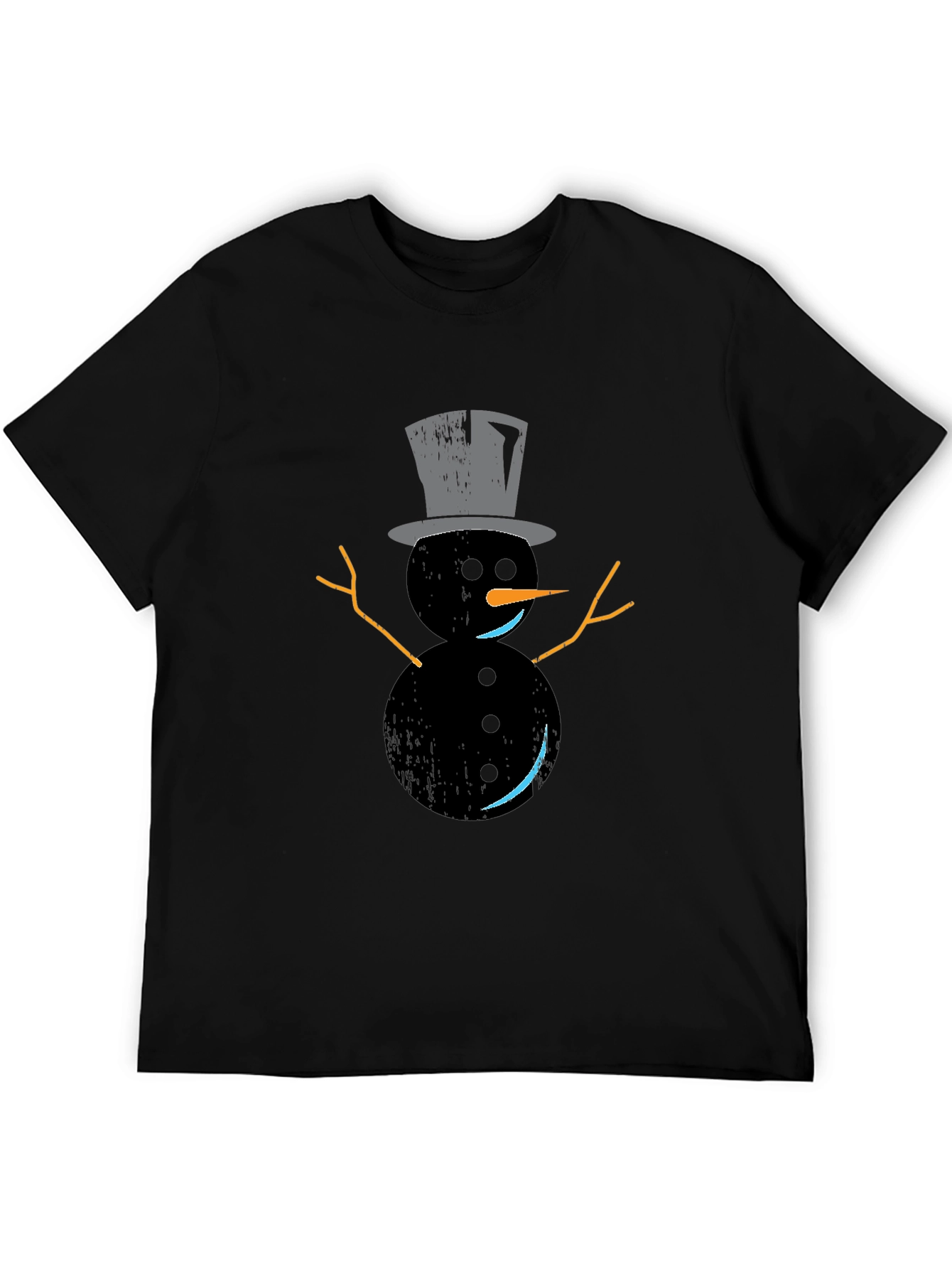 Snowman Graphic Tee - Black Holiday Shirt