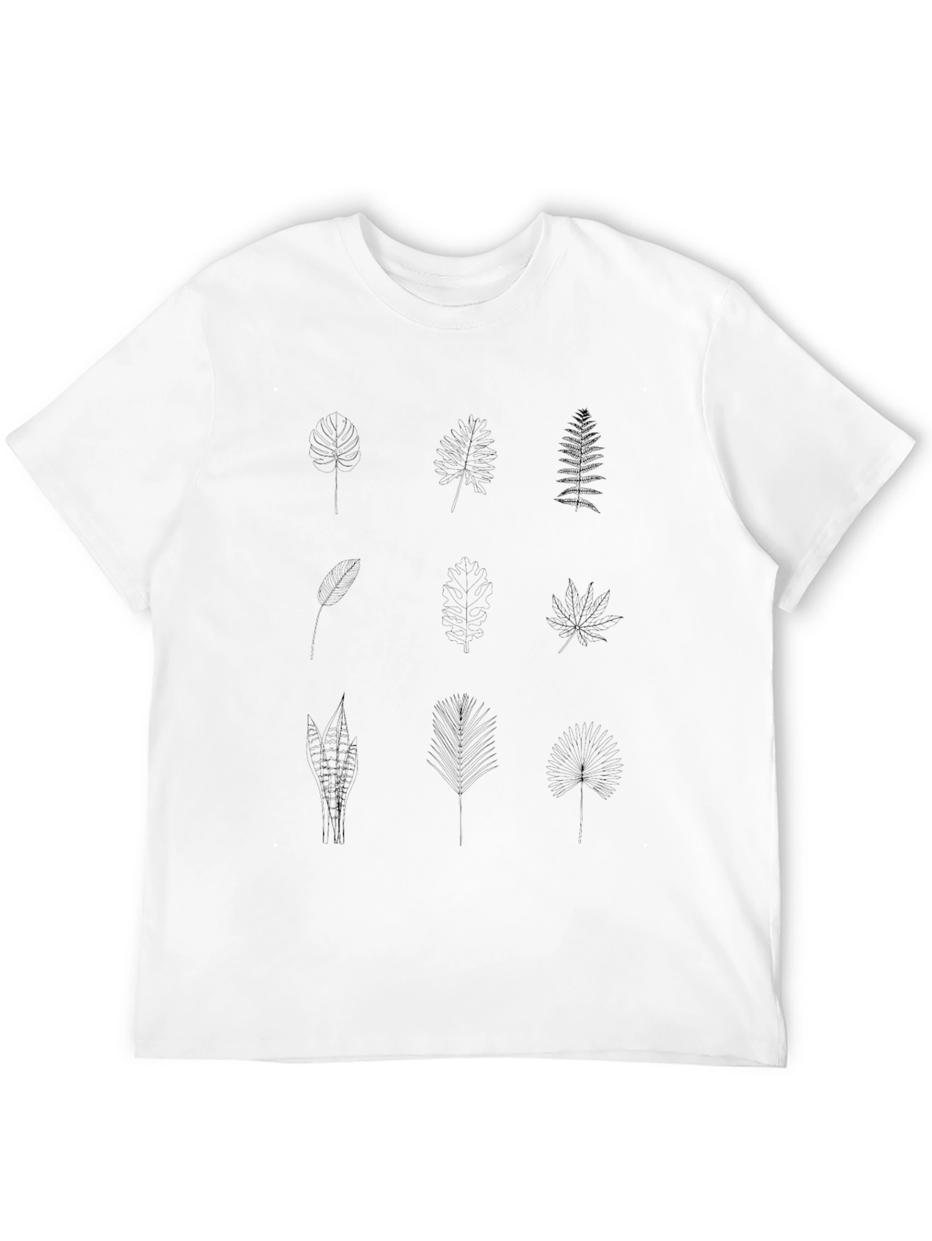 Minimalist Leaf Print Black T-Shirt