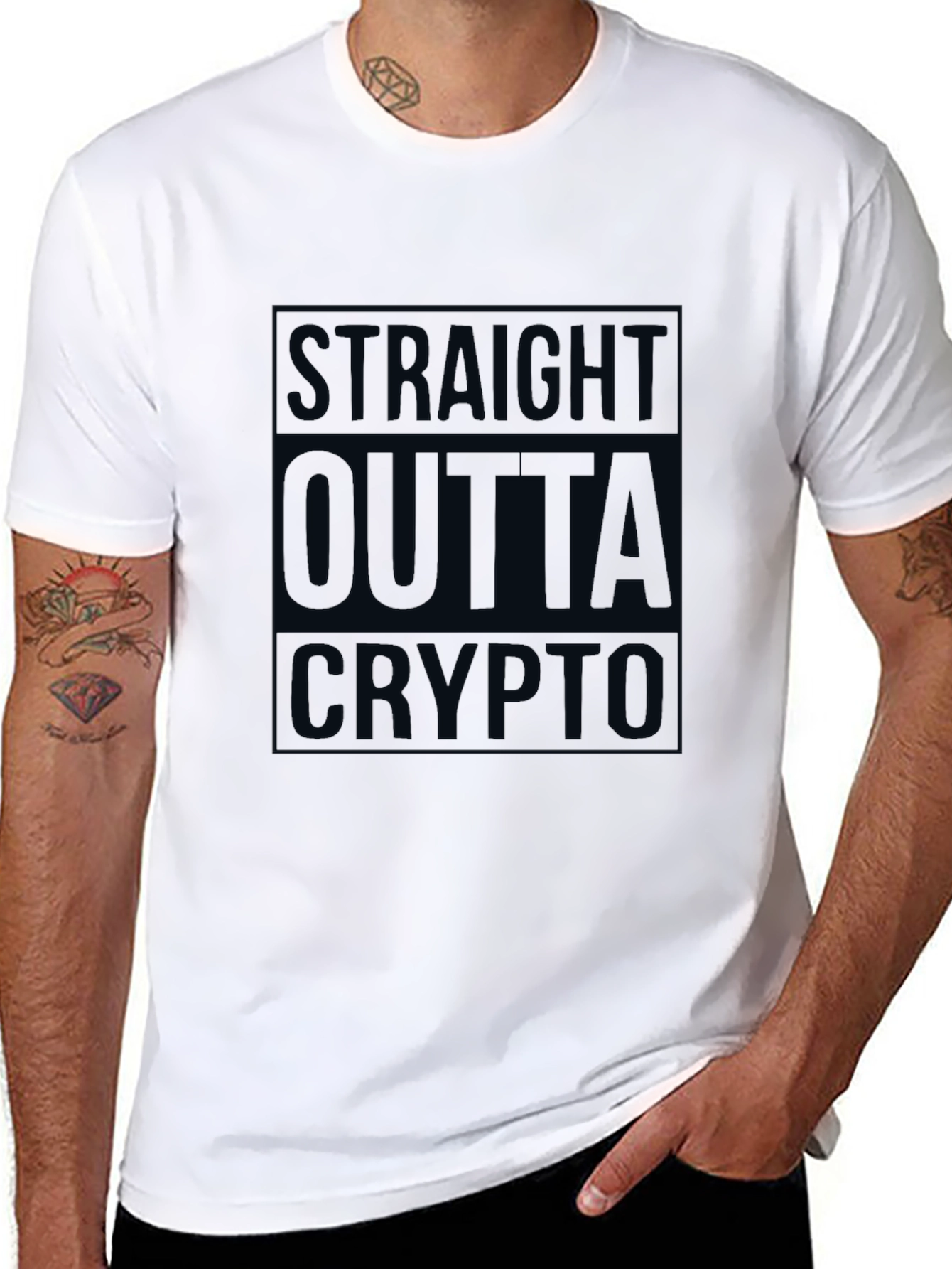 Straight Outta Crypto Mens Black T-Shirt