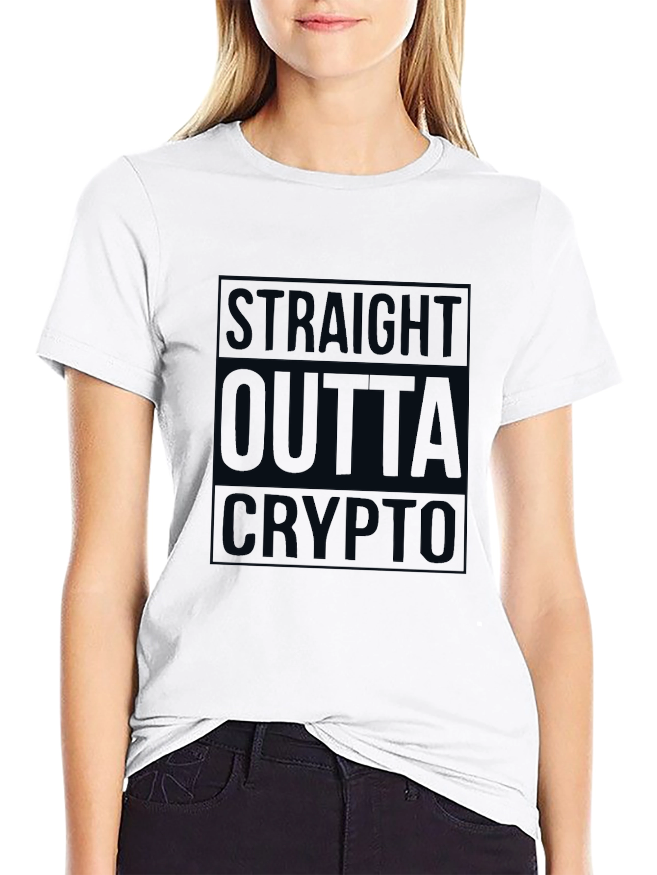 Straight Outta Crypto Mens Black T-Shirt