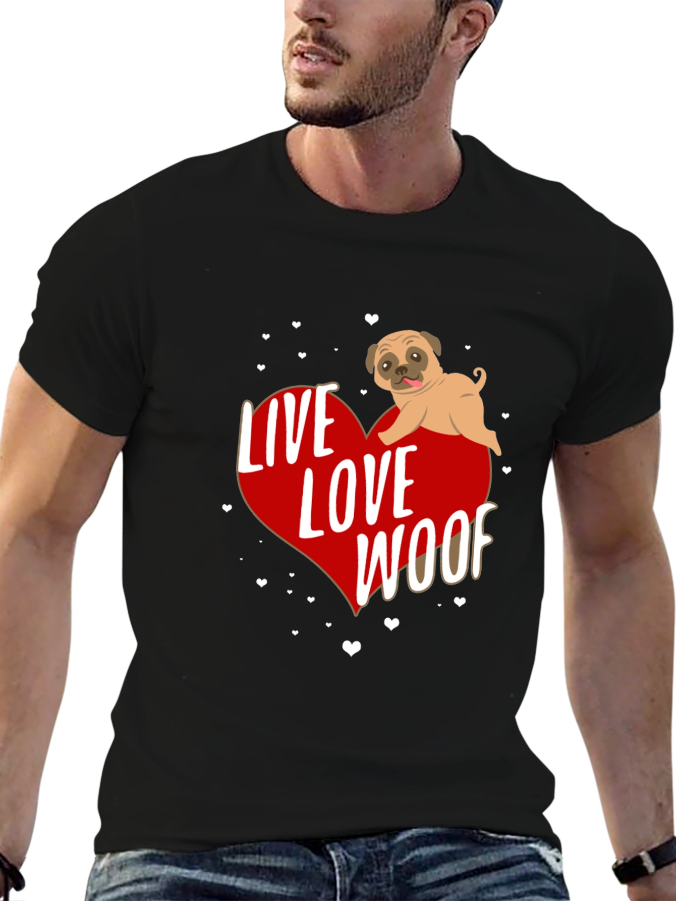 Live Love Woof Pug Graphic Tee