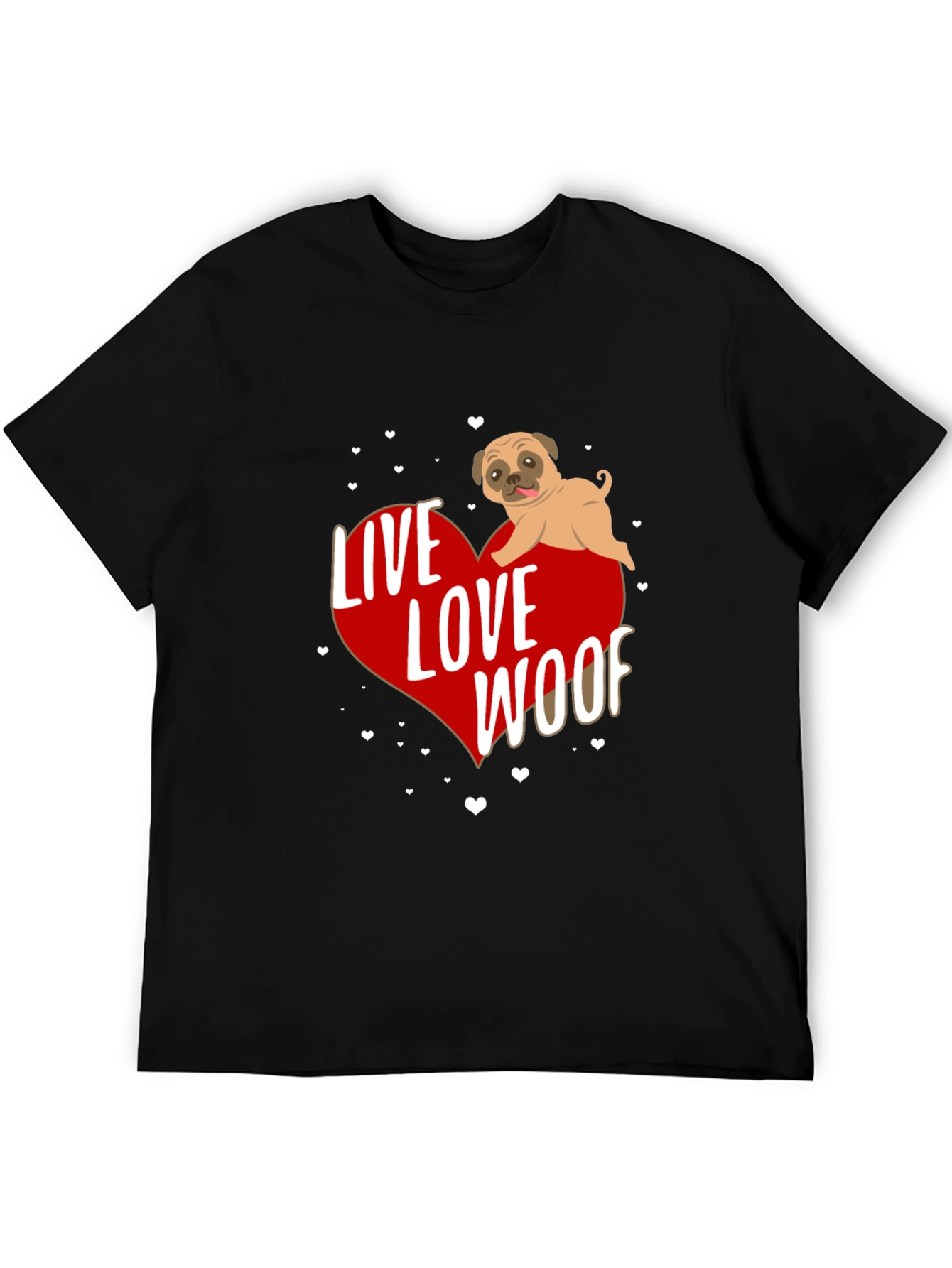 Live Love Woof Pug Graphic Tee