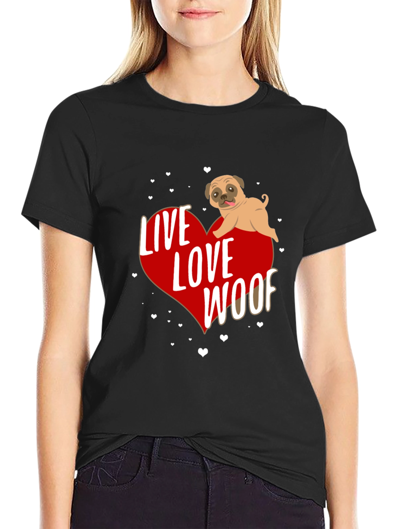 Live Love Woof Pug Graphic Tee