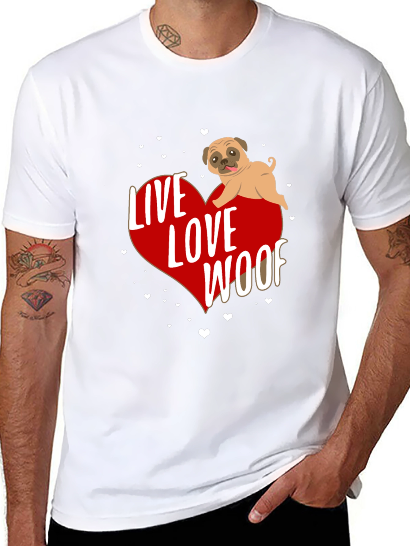 Live Love Woof Pug Graphic Tee