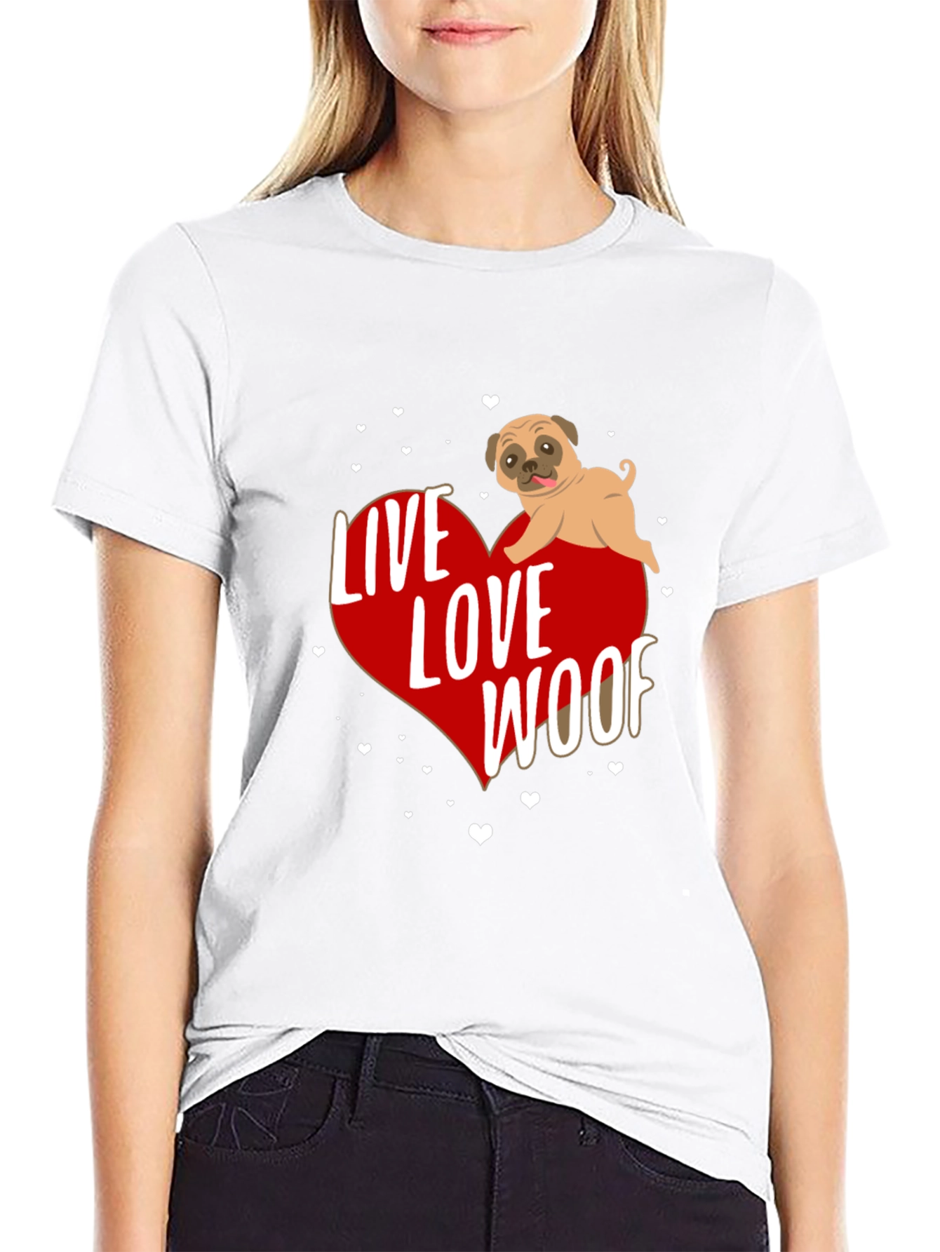 Live Love Woof Pug Graphic Tee