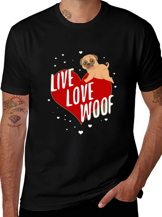 Live Love Woof Pug Graphic Tee