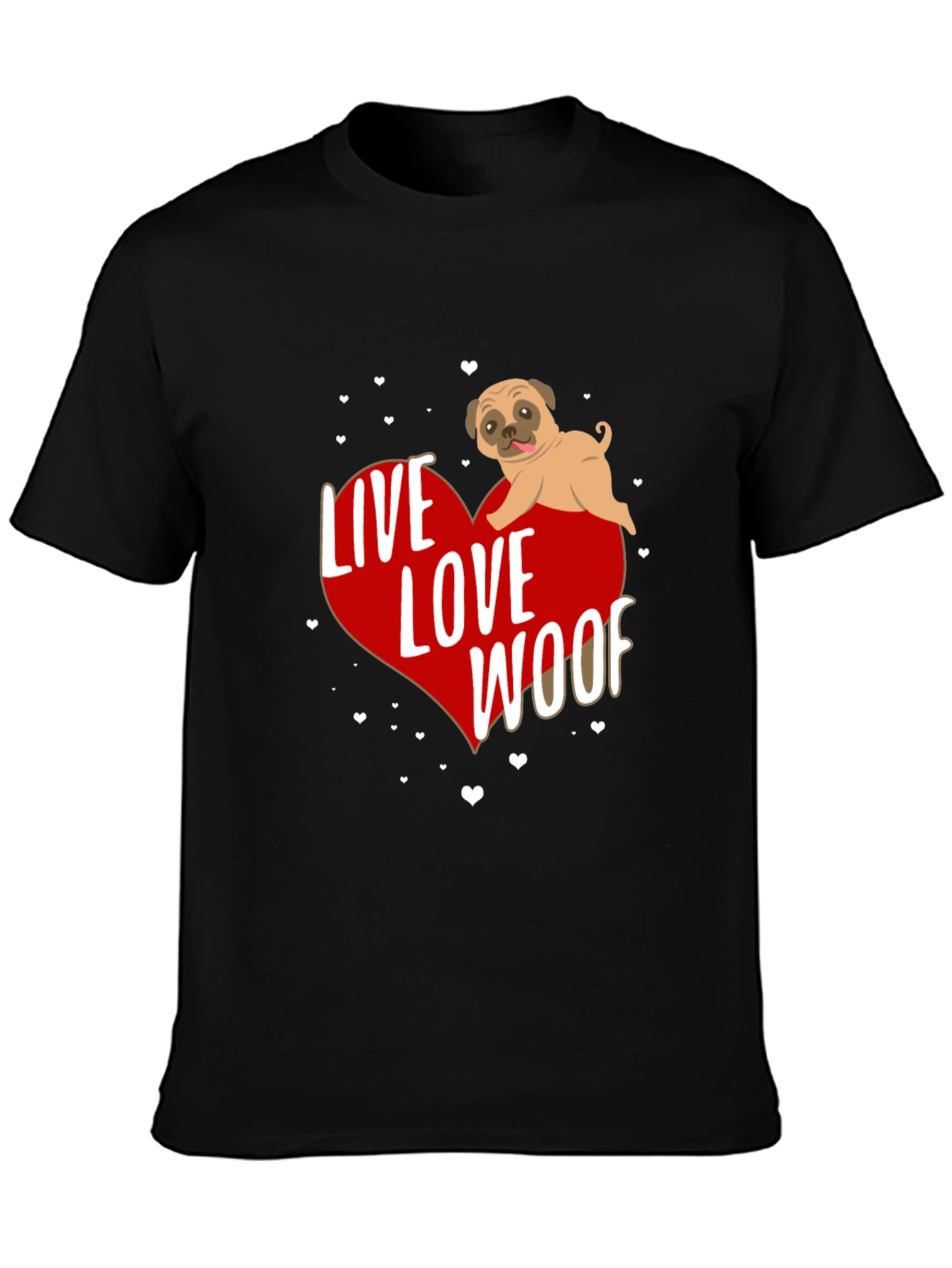 Live Love Woof Pug Graphic Tee